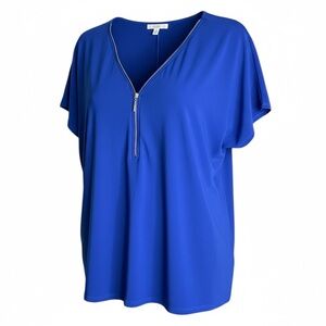 Madison Royal Blue Blouse with Zipper Accent